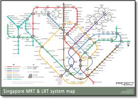Singapore MRT & LRT train / rail map